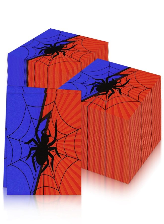 iNINGER Spider Serviette Napkins,Blue Red Paper Napkins,Recycled Paper Napkins,Spider Themed Party Decorations,Napkins for Girls Boys Birthday Party Halloween - Image 1